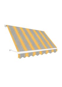Wasabi - Toldo Exterior Balcón Enrollable 3x2,5 Gris-Amarillo – Soporte Techo y Pared – Anclaje Barandilla
