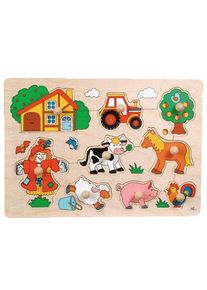 goki Wooden Stud Puzzle Farm Retro 9pcs. Holz