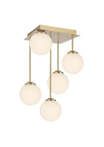 Novel H&auml;ngeleuchte, Wei&szlig;, Goldfarben, Metall, Glas, rund, 25.5x41x25.5 cm, RoHS, CE, Lampen & Leuchten, Innenbeleuchtung, H&auml;ngeleuchten, Pendelleuchten