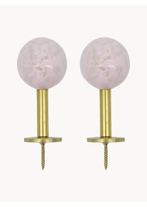 house doctor Cabide de parede em metal artesanal Ball, conjunto de 2 Dourado, Rosa choque Metal L 8 x Alt 4 cm