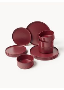 Conjunto de loi&ccedil;a artesanal Lowri, 4 pessoas, conjunto de 12 Vermelho Cer&acirc;mica 4 pessoas (conjunto de 12) | Westwing Collection