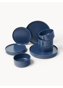 Conjunto de loi&ccedil;a artesanal Lowri, 4 pessoas, conjunto de 12 Azul Cer&acirc;mica 4 pessoas (conjunto de 12) | Westwing Collection