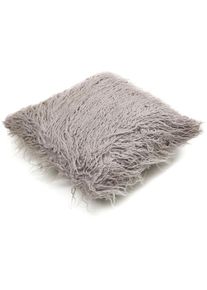 ANDIAMO , Fellkissen »Dekokissen Flocki« Dekokissen, eckig, 40x40 cm, einzeln oder als 4er Set, mit Füllung , grau + Felloptik , Obermaterial: 100%...
