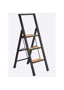 HEINE HOME , Trittleiter , schwarz-braun , B/H/L: 44 cm x 119 cm