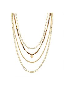 Yokoamii , Mädchen,Damen , Gliederkette »Y38« Kette gelbgold braun , gelbgold , 43,0/46,0/53,0/60,0 cm Basiskette + 3,0 , Mehrreihige Kette für Damen