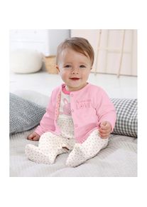 Kidsworld, Damen, Strampler, J&auml;ckchen & M&uuml;tze &raquo;3tlg Baby-Set, f&uuml;r kleine M&auml;dchen&laquo; Set, 3, 3 Stk. aus Bio-Baumwolle, rosa-wei&szlig;, rosa-wei&szlig;, 3tlg Set von