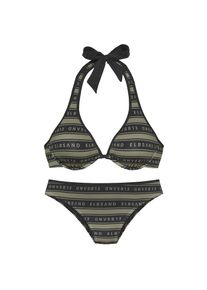 ELBSAND, Damen, B&uuml;gel-Bikini &raquo;Zone&laquo; Set, mit kontrastfarbenen Streifen und Schriftz&uuml;gen, olive-schwarz, Cup C, 38 -Cup C, olive-schwarz, Mit 
