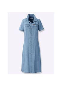 Casual Looks , Damen , Jeanskleid »Jeans-Kleid« Brusttasche , blue-bleached , Kurzgrößen , 20 -Kurzgrößen , 20 , reine Baumwolle
