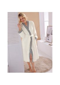 Plantier , Damenbademantel , wei&szlig;-schwarz , 100% Baumwolle , 44/46