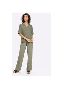 Heine , Damen , Hosenanzug , khaki , Normalgrößen , 38 -Normalgrößen , 38 , mit 55% Leinen