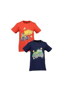 Blue Seven , Kinder , T-Shirt »Jungen T-Shirts« 2 Stk. tlg. , M03 - ORANGE + ULTRAMARIN , 92 , 92 , Doppelpack T-Shirts mit großen Frontdrucken