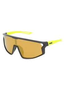 Uvex Sports S533076 skyryse jr. | Kinder-Sonnenbrille | Fassung: Vollrand, Monoscheibe, Kunststoff, Schwarz Gelb | Glasfarbe: Gelb Spiegel Orange