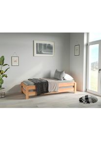 Mid.you Stapelbett , Kernbuche , Holz , Kernbuche , massiv , Höhe ca. 25 cm , einzeln stellbar , 90x200 cm , Schlafzimmer, Betten, Gästebetten