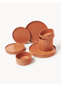 Handmade Tableware Set Lowri, 4 People, Set of 12 Terracotta Ceramic 4 personer (12 dele) | Westwing Collection