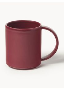 H&aring;ndlavede Krus Lowri, S&aelig;t af 4 R&oslash;d Keramik &Oslash; 9 x H 11 cm, 300 ml | Westwing Collection