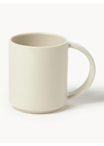 Handmade Mugs Lowri, Set of 4 Beige Ceramic &Oslash; 9 x H 11 cm, 300 ml | Westwing Collection