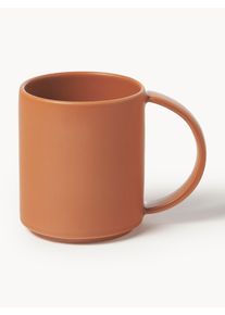 Handmade Mugs Lowri, Set of 4 Terracotta Ceramic &Oslash; 9 x H 11 cm, 300 ml | Westwing Collection