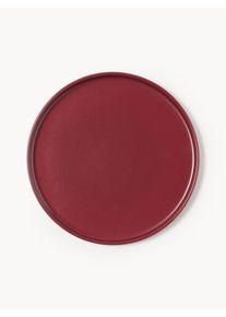 H&aring;ndlavede Morgenmadstallerkener Lowri, S&aelig;t af 4 R&oslash;d Keramik &Oslash; 21 cm | Westwing Collection