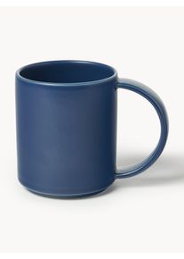 Handmade Mugs Lowri, Set of 4 Blue Ceramic &Oslash; 9 x H 11 cm, 300 ml | Westwing Collection