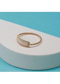 Women Nacre Ring Gold-Plated Gold, White Holzkern