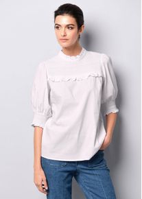 Bluse mit gesmoktem Ärmel in weiß - Alba Moda