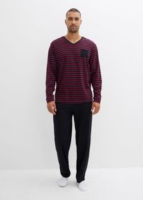 Pigiama a maniche lunghe in puro cotone, Nero, Taglia 60/62 (XXL), bonprix