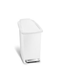 simplehuman 10L schlanker Treteimer, wei&szlig;er Kunststoff