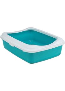 Trixie Klassische Katzentoilette mit Rand T&uuml;rkis/Wei&szlig;