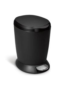 simplehuman 6L runder Pedal-M&uuml;lleimer, schwarzer Kunststoff