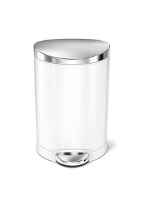 simplehuman 6L halb-runder Pedaleimer, wei&szlig;er Stahl