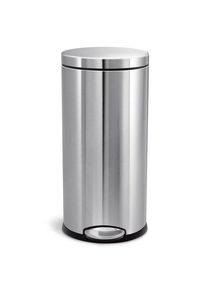 simplehuman 30L runder Tretm&uuml;lleimer, geb&uuml;rsteter Edelstahl