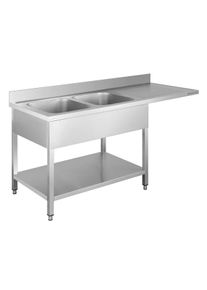 Plonge passage lave-vaisselle Basic 16x7 avec 2 bacs &agrave; gauche | Professionnel | HoReCa | CHR