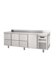 Table r&eacute;frig&eacute;r&eacute;e Profi 600 1/6 avec dosseret | Professionnel | HoReCa | CHR