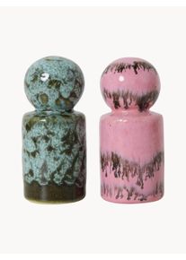 HKliving Salero y pimentero artesanales con esmalte reactivo 70's, set de 2 Colorido Cerámica Ø 5 x Al 10 cm