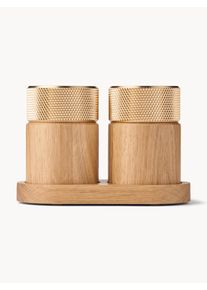 Gejst Molinillos de sal y pimienta de madera de roble Sina, set de 3 Beige, Dorado Madera maciza, Madera Ø 6 x Al 9 cm