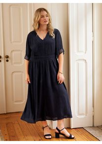 sheego Damen Maxikleid mit H&auml;kelspitze in tiefblau ,Gr&ouml;&szlig;e 50, Witt, 100% Viskose
