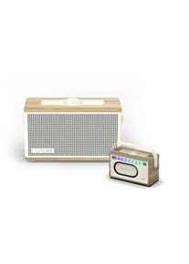 pure Classic Aura - De draagbare Bluetooth-luidspreker met sfeerverlichting, Katoen wit/Eiken