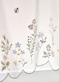 Brise-bise à broderie florale - blanc - taille 30x90 cm - bonprix