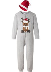 Combipyjama enfant + bonnet de No&euml;l (ens. 2 pces) - gris - taille 92/98 avec coton - bonprix