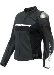 Dainese Rapida, leather jacket women , color: Matt-Black/Matt-Black/White , size: 52