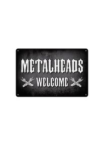 ROCKBITES Tin Sign - Metalheads Welcome Plaque déco