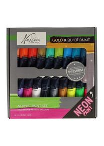 Nassau Acrylic Paint Fluorescent and Metallic Colors 18x36 ml