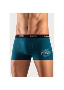 s.Oliver, Herren, Boxer &raquo;Boxershorts f&uuml;r Herren&laquo; Packung, 3 Stk. mit Print auf dem Bein, petrol, navy, bordeaux, 3 Stk., S (4) -3 Stk., petrol, navy, 