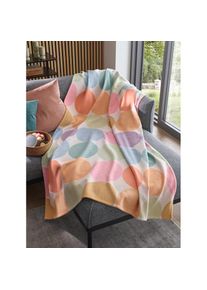 Ibena , Wohndecke , ecru-rosé-gemustert , 100% Baumwolle , B/L: 140 cm x 200 cm