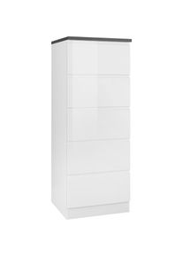 KOCHSTATION , Vorratsschrank »KS-Virginia« 60 cm breit, mit 5 Auszügen , weiß Hochglanz/anthrazit , weiß