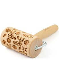 Folkroll , Teigroller &raquo;Raupen&laquo; Keksteig im Handumdrehen mit Motiv versehen , holzfarben