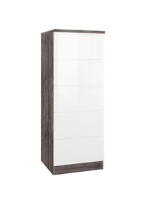 KOCHSTATION , Vorratsschrank »KS-Virginia« 60 cm breit, mit 5 Auszügen , weiß Hochglanz/eiche vintage , eiche vintage