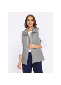 Lady , Damen , Steppweste , steingrau , 48 , 48 , edle Zierperlen-Applikation