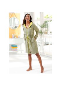 feel good , Damenbademantel , grau-meliert-limone , 80% Baumwolle, 20% Polyester , 52/54