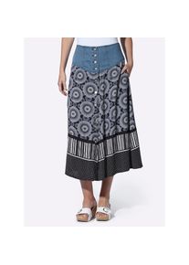 Heine , Damen , A-Linien-Rock , marine-ecru-bedruckt , 44 , 44 , trendiger Materialmix